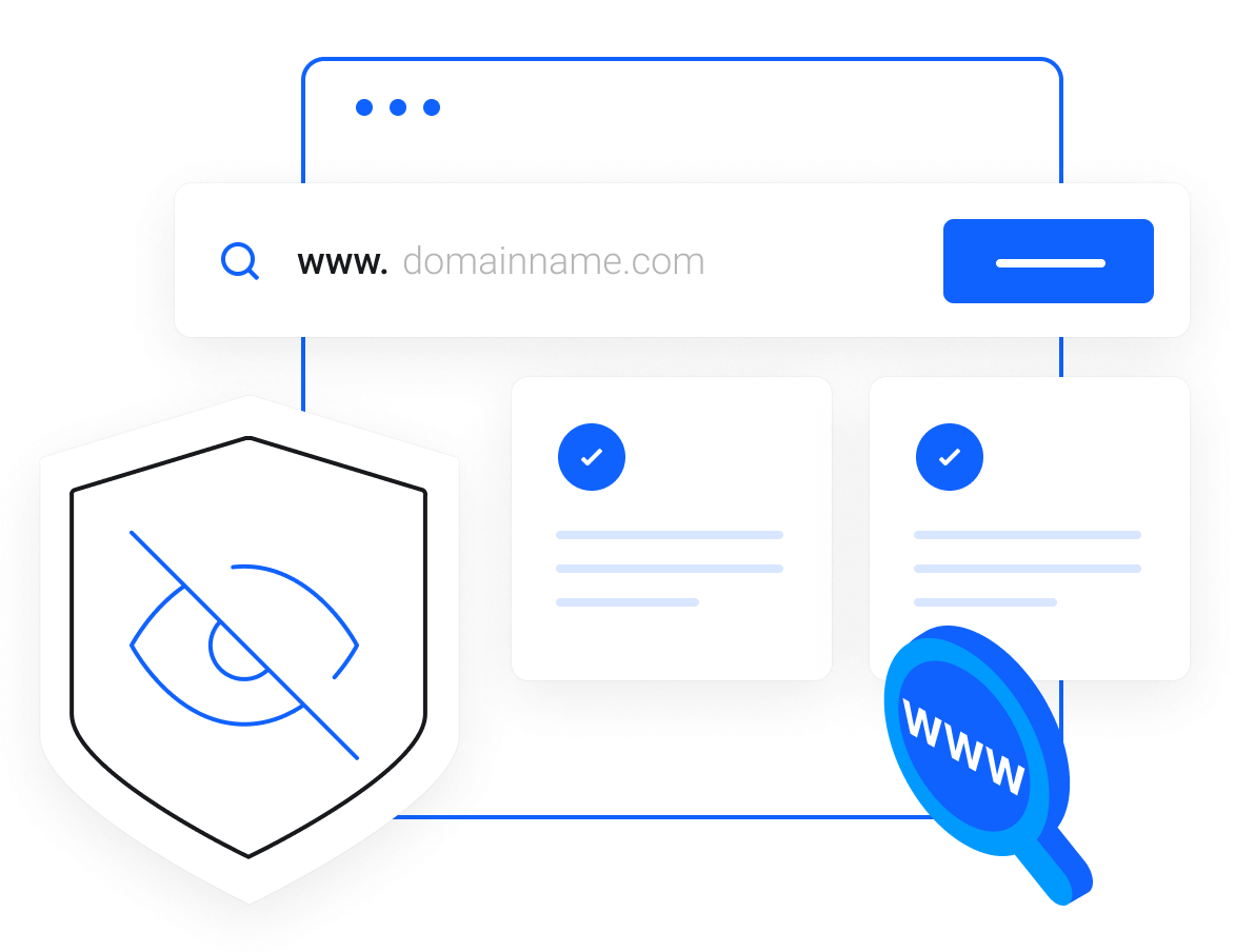 Nu jouw domeinnaam registreren. Check nu eenvoudig en snel. - Gratis WHOIS-privacy